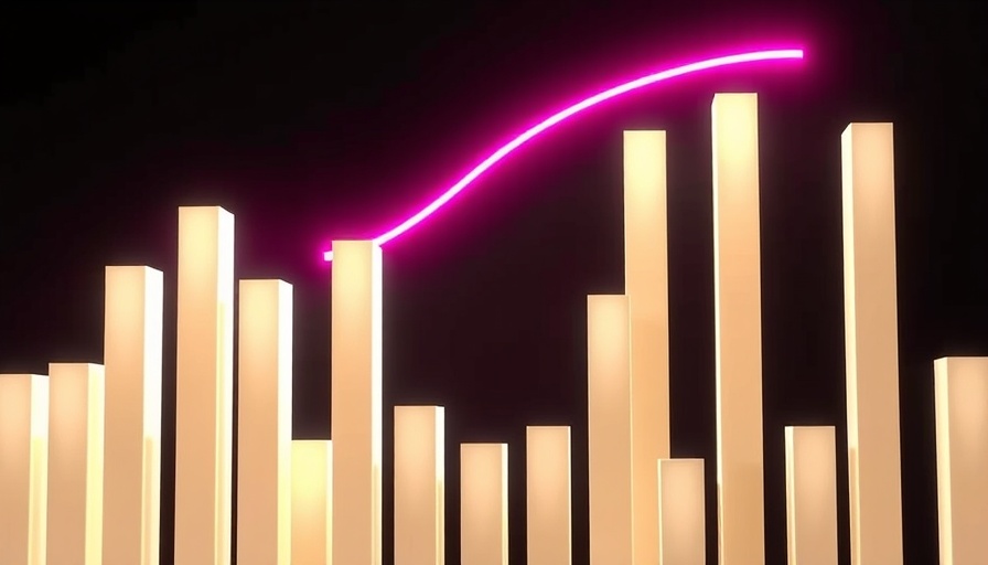 Luminous bars and pink line visualizing small business growth