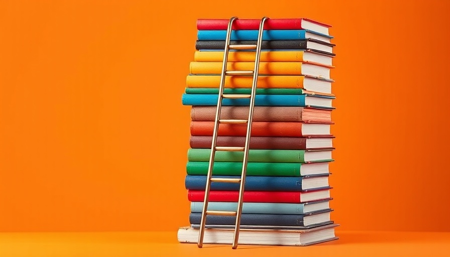 Stack of books with ladder symbolizing AI in higher education.