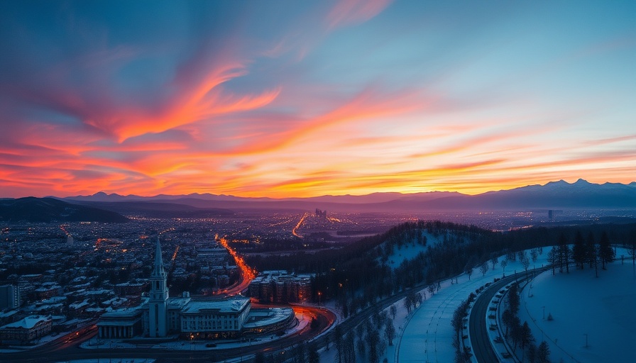Twilight cityscape in mountainous region, snow-covered view highlighting best states for startups.