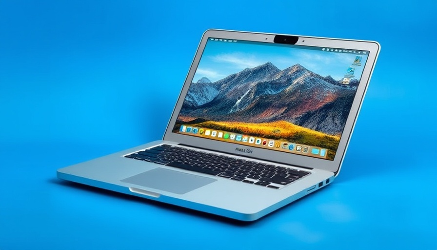 Affordable MacBook Air for travel on vibrant background.