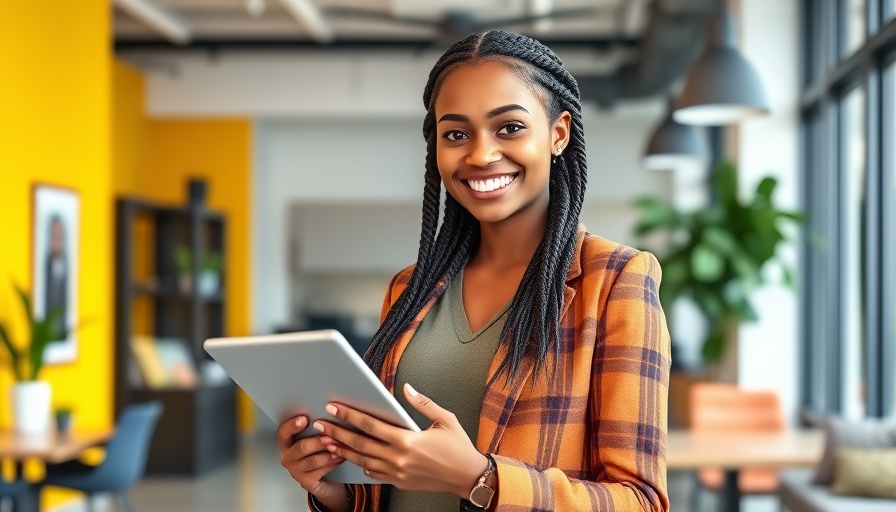 Confident young entrepreneur smiling in modern office, Next Gen Entrepreneurs and Innovation.