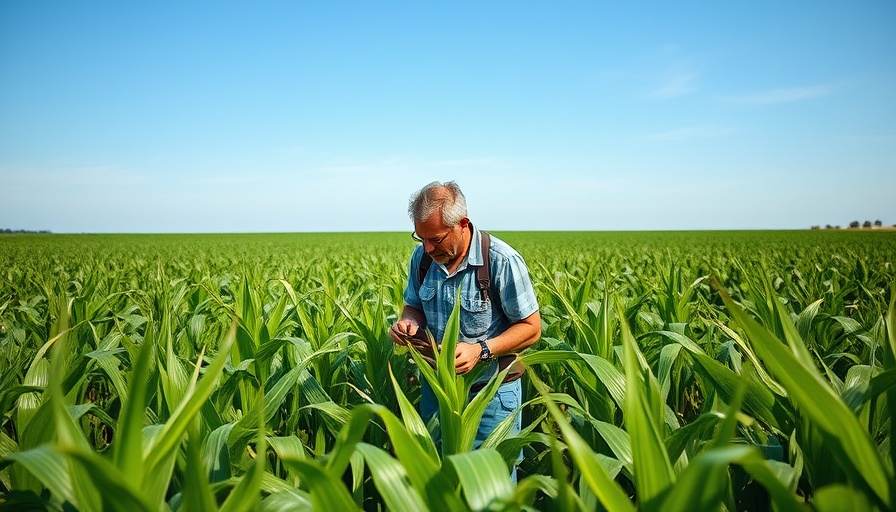 Researcher conducting fieldwork in a lush cornfield amid funding cuts in agriculture research.