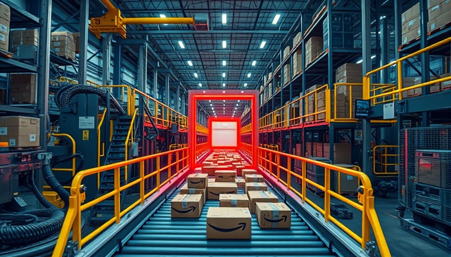Amazon warehouse conveyor belt with metal detector screening