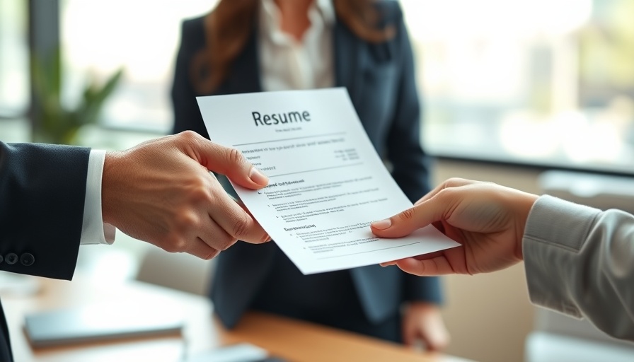 Close-up of resume exchange, job search automation.