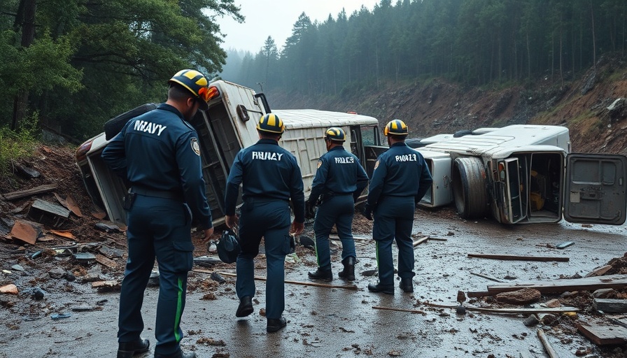 Emergency responders assessing disaster aftermath in preparedness program context.