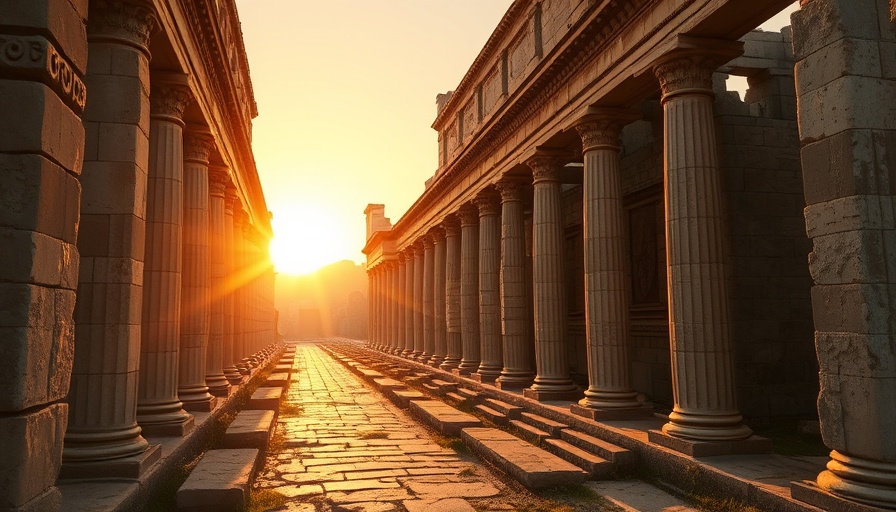 Ancient Roman ruins at sunrise offer business insights.
