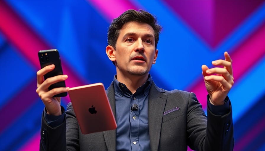 Confident speaker presenting with devices, Stripe customer feedback strategy.