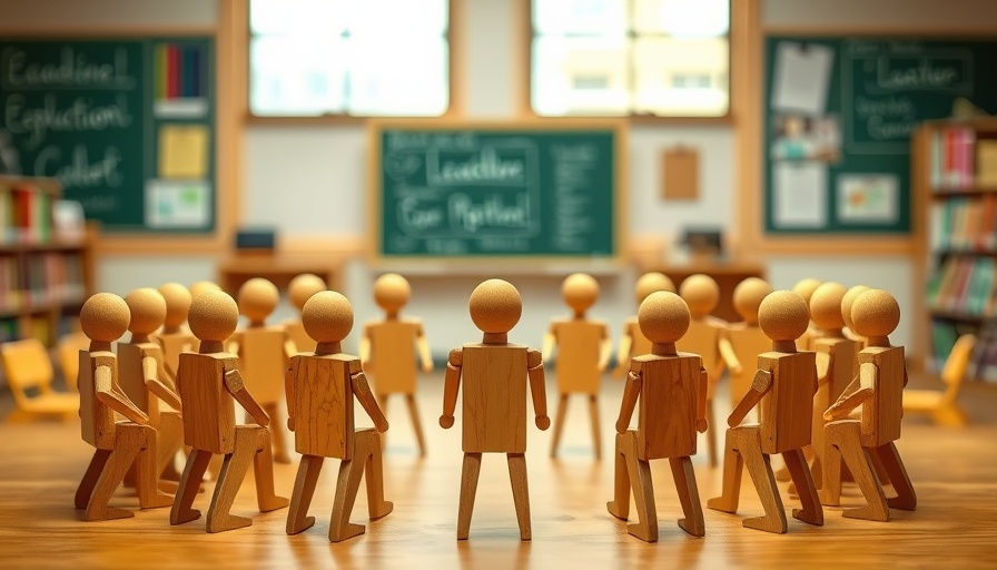 Leadership skills represented by wooden figures in a semicircle, illustrating how to improve delegation skills.