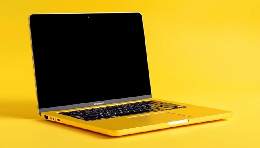 Minimalistic yellow laptop in a monochromatic setting, AI-powered surgery improving patient care