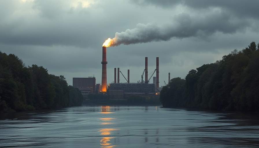 Industrial site with smoke and flame near water, OSHA closures in Cancer Alley.