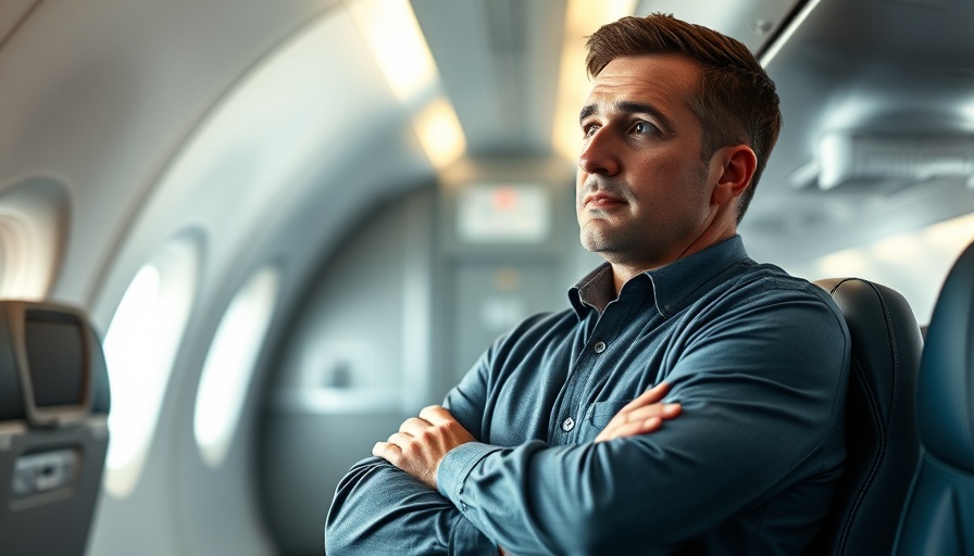 Contemplative person in airplane interior, workplace scene.