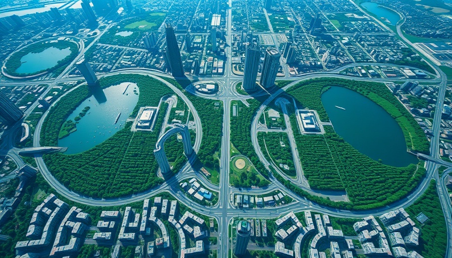 Infinity symbol formed by greenery in an urban city for Mobility as a Service.