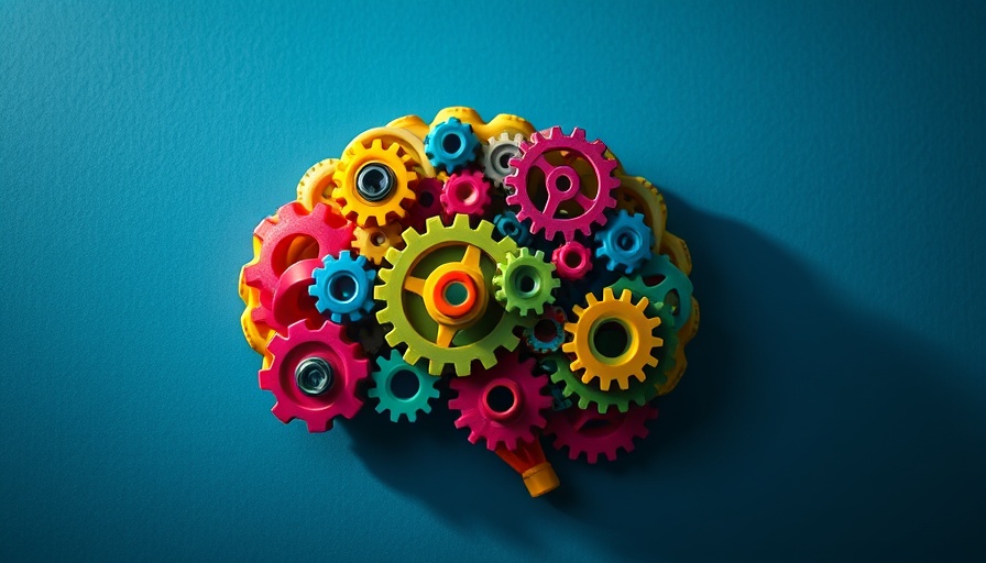Colorful gears forming brain shape symbolizing innovation.