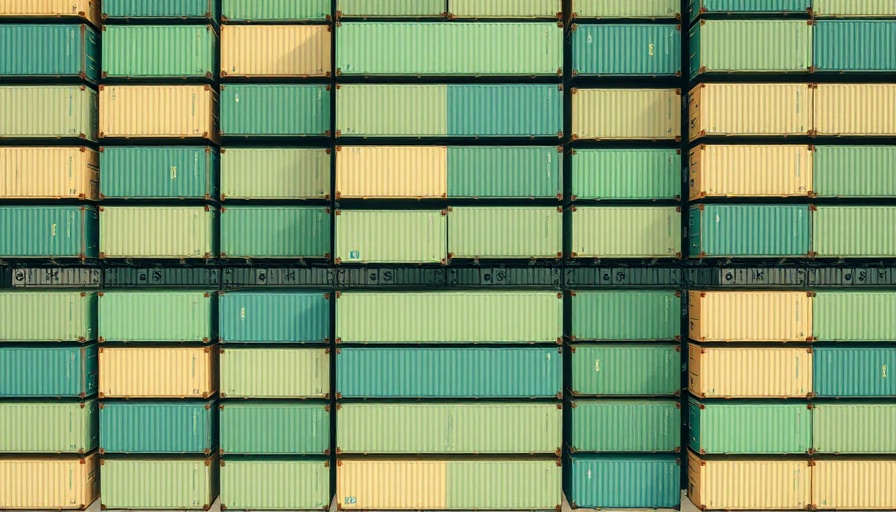 Green cargo containers pattern highlights supply chain digital transformation need.