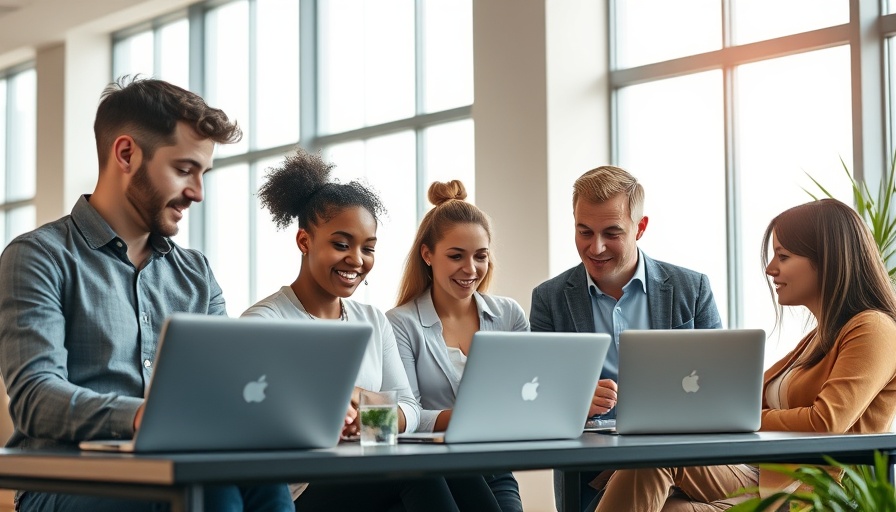 Team collaborating in tech-focused office for small business success.