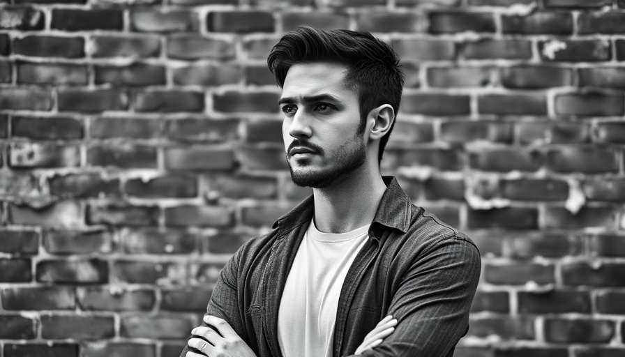Reflective man against brick wall, pondering AI Tools for One-Person Business.