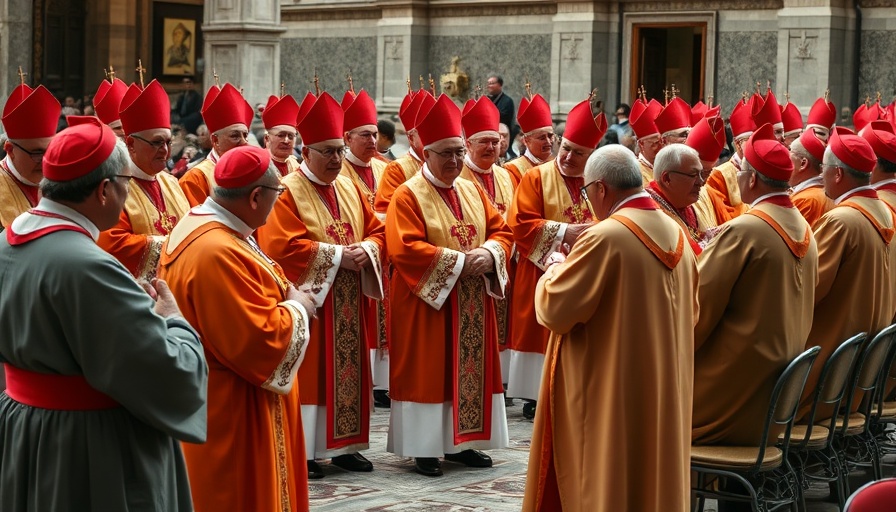 Fantasy Pope League ceremony with cardinals in red hats.