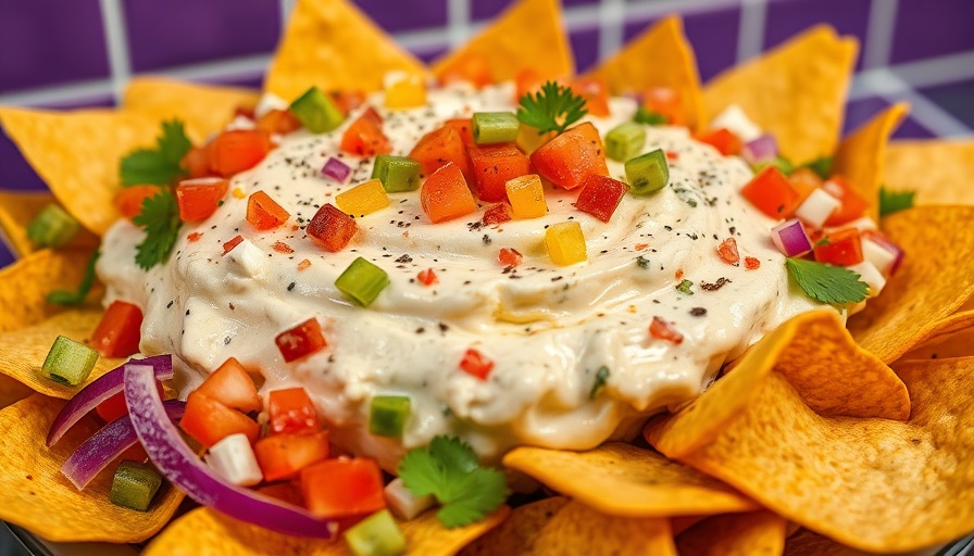 Jimmy Fallon tortilla chip business with vibrant spread of organic blue corn chips and colorful garnishes.