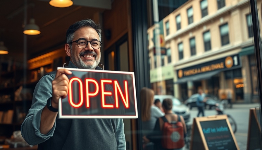 Small businesses in the U.S.: owner with 'Open' sign in hand.