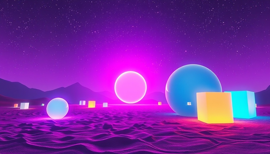 Surreal landscape with glowing shapes signifying pivoting in business.