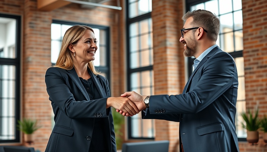 Effective pitching strategies for business growth: Professionals shaking hands in modern office.
