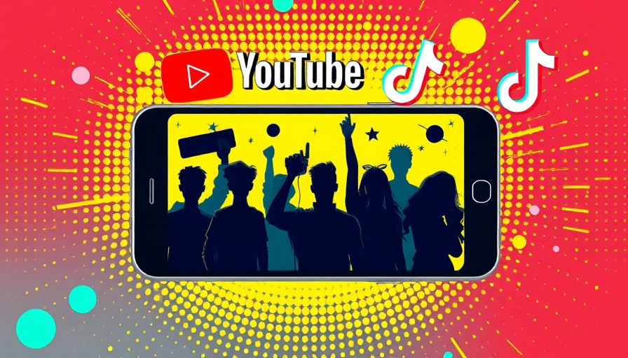 YouTube Shorts vs TikTok illustration with vibrant logos and silhouettes.