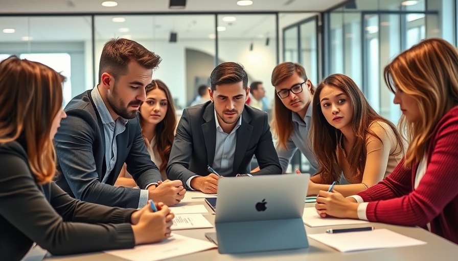 Young professionals in a meeting, expressing stress.