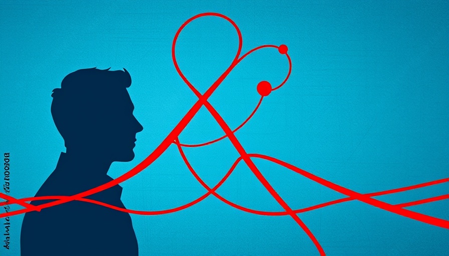 Silhouette profiles with tangled lines in artistic illustration, human connection drives innovation AI.