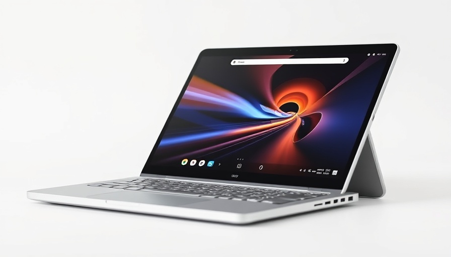 2-in-1 Chromebook for business owners shown with keyboard and touch screen, sleek design.