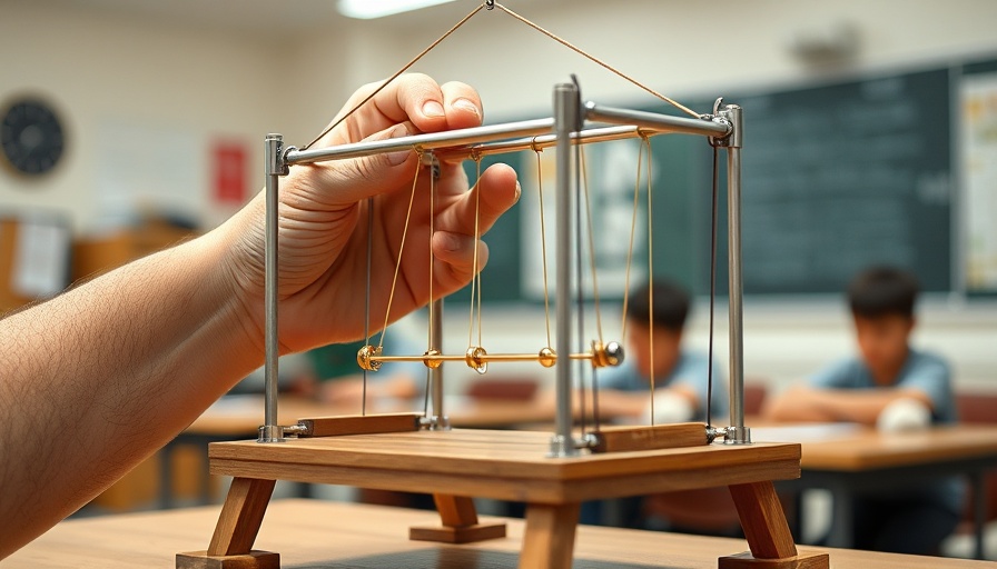 Newton's cradle used in STEM education challenge, hands-on activity.