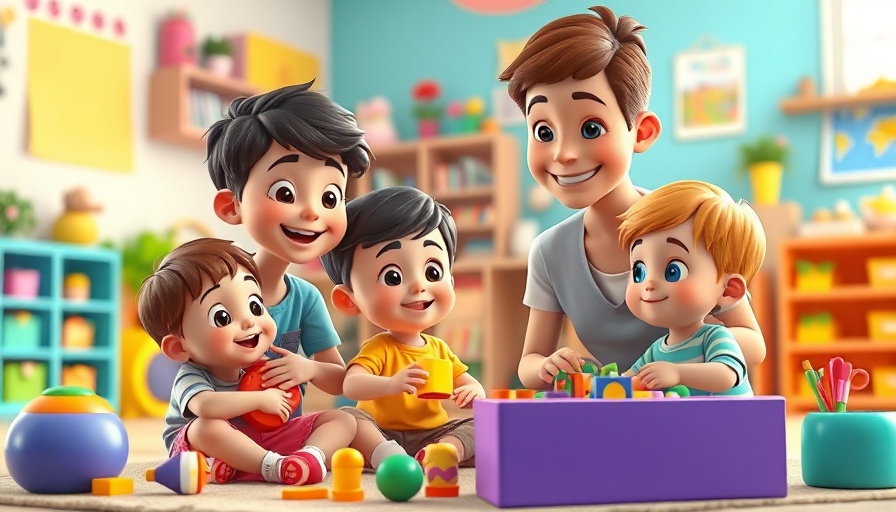 Children playing with caregiver in a colorful playroom, highlighting child care challenges.