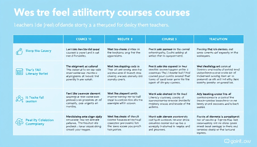 Chart listing free AI literacy courses for teachers with descriptions.