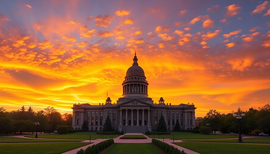 Idaho Capitol Building at sunset, representing state governance.