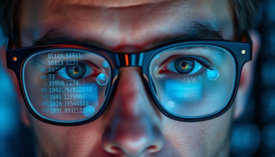 Close-up of glasses reflecting digital code for digital literacy in education