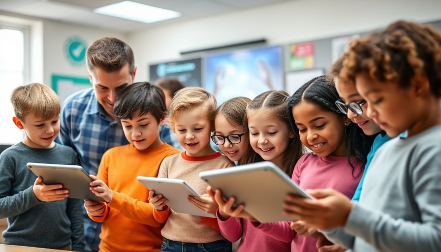 Diverse students using tablets in a classroom, illustrating the Future of Education Technology.