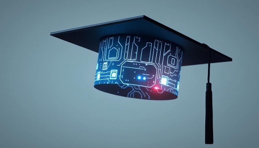 AI in education symbolized by a tech-enhanced graduation cap.