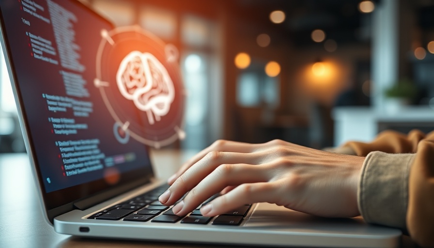 Hands typing on a laptop with AI overlay, illustrating taking smarter notes using AI.