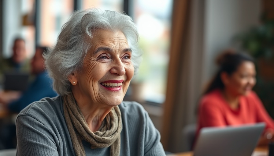 Elderly woman smiling while discussing vegan lifestyle