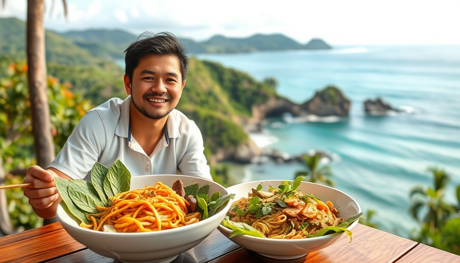 Vibrant scene of dining and coastal view in Phuket, highlighting best things to do.