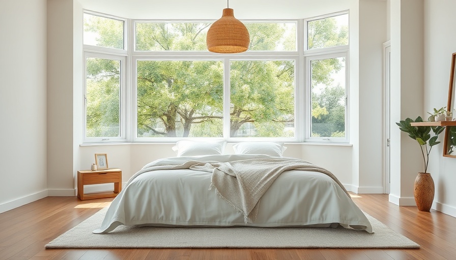 Bright modern bedroom showcasing a vegan mattress option