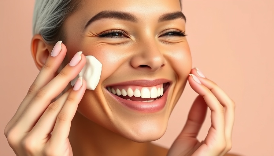 Joyful woman using organic face moisturizer with glowing skin.