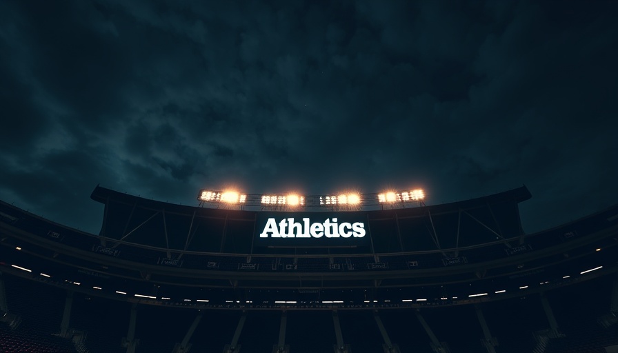 Illuminated Athletics logo at stadium, Athletics Major Front-Office Announcement