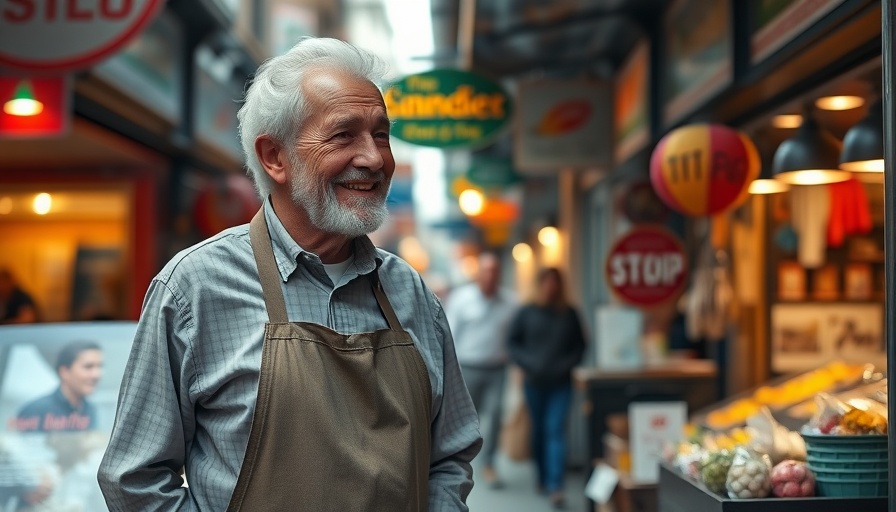 Older man engaging with customer outside local shop, exemplifying Local Business Marketing Strategies.