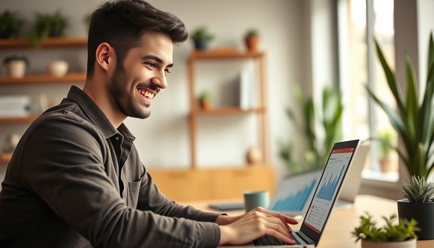 Young professional analyzing charts on laptop for local business email marketing.