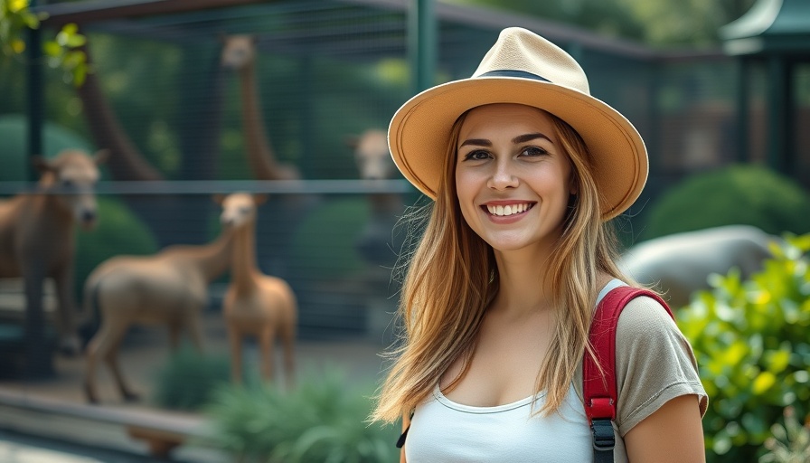 Woman at San Francisco Zoo, smiling and standing outdoors.