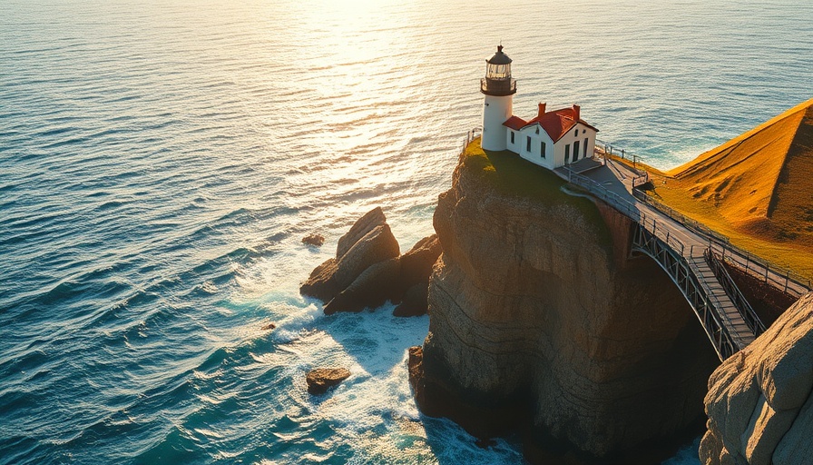 Scenic lighthouse on a cliff, perfect for long weekend getaways around the Bay