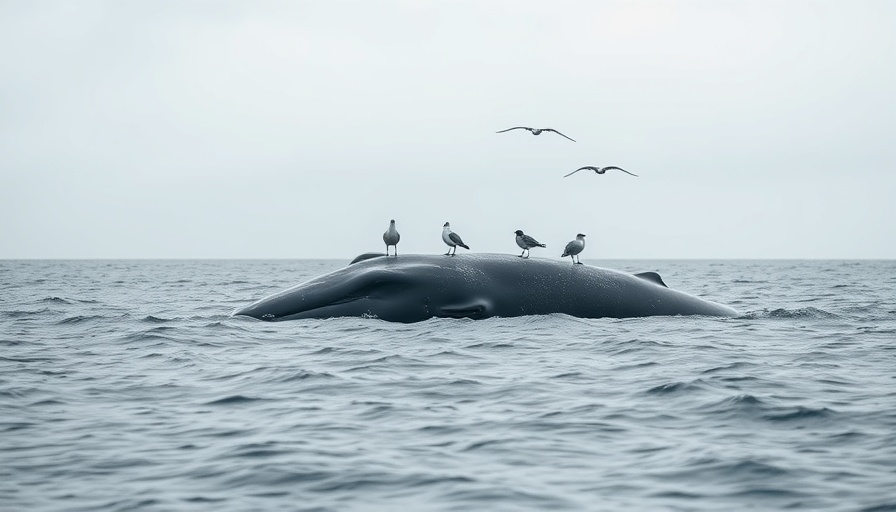 Whale carcass floating in the bay with seagulls; whales dying in the bay.