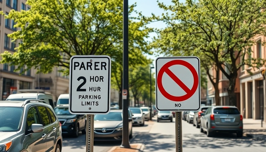 Berkeley parking signs with parked cars and trees in a city setting.