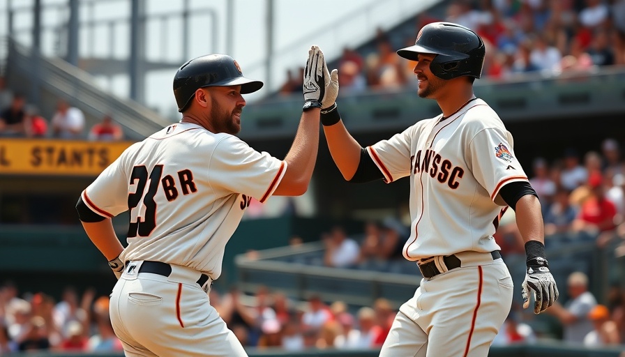 Giants players high-five during a game; Giants trade deadline news.