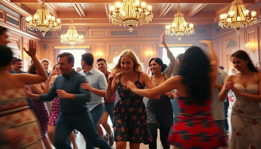 Lively dance scene at a Berkeley Nightlife Council event with warm lighting.